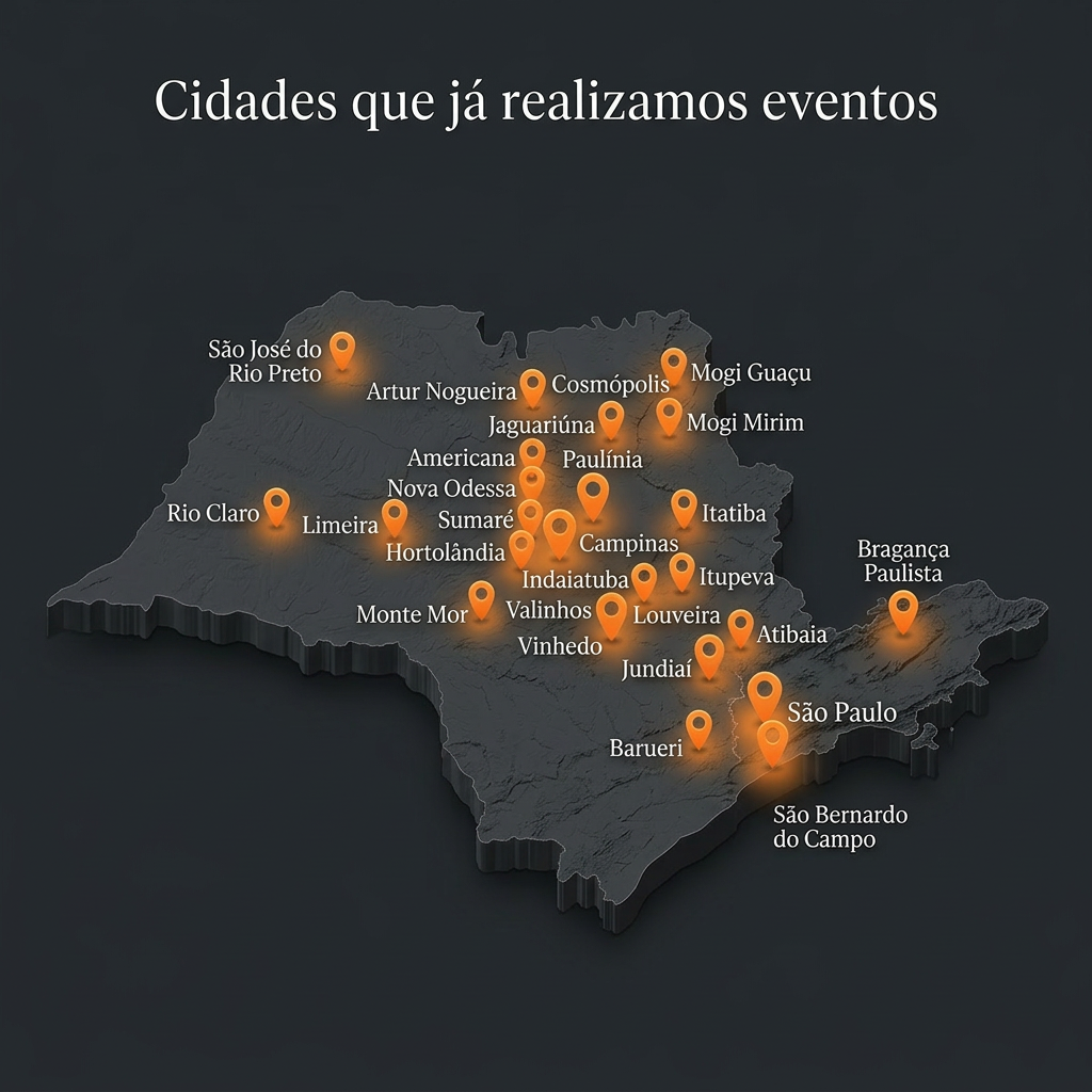 Mapa das cidades atendidas pela Efestas em São Paulo